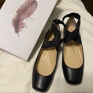 Jessica Simpson squared toe criss cross ankle flat